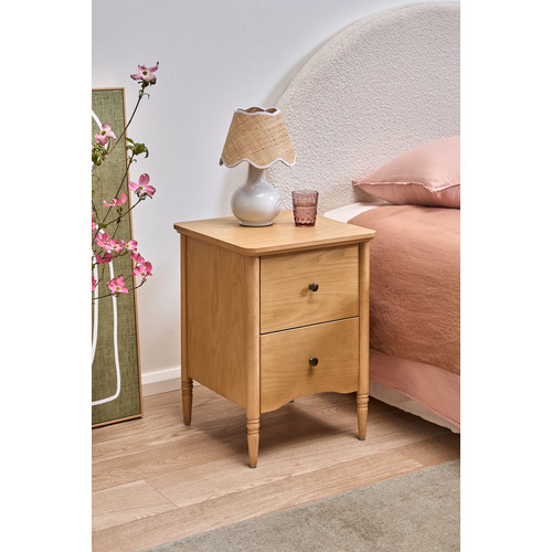 Willa 2 Drawer Ash Wood Bedside Table