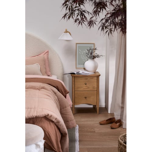 Willa 2 Drawer Ash Wood Bedside Table