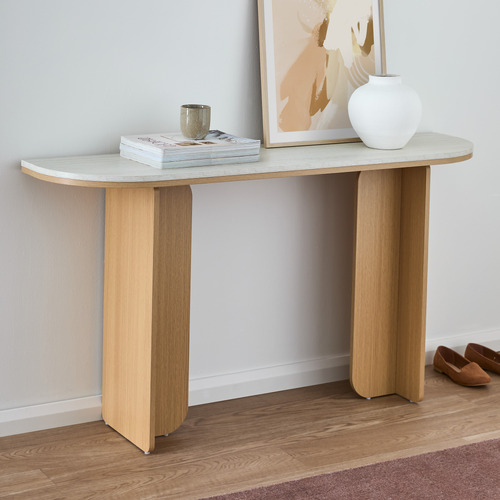 Talia Travertine-Look Console Table