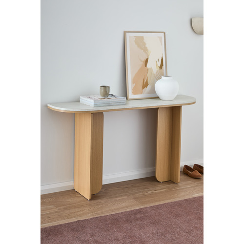Talia Travertine-Look Console Table