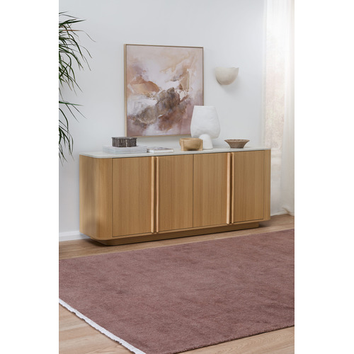 Talia 4 Door Travertine-Look Sideboard