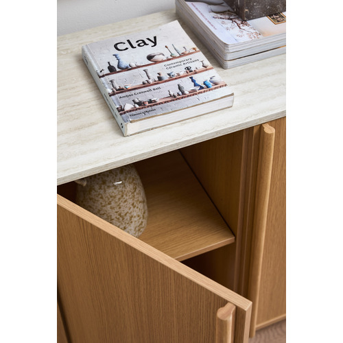 Talia 4 Door Travertine-Look Sideboard
