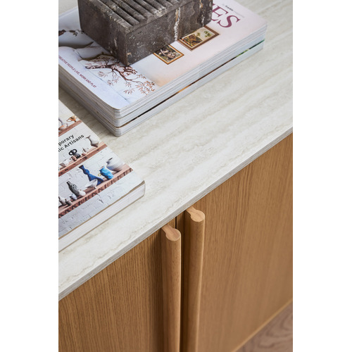 Talia 4 Door Travertine-Look Sideboard