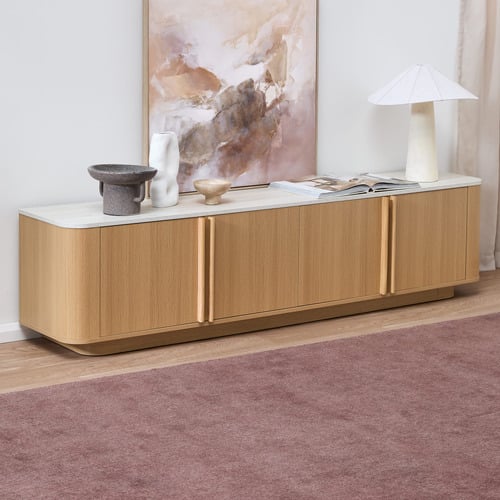 Talia 4 Door Travertine-Look TV Unit