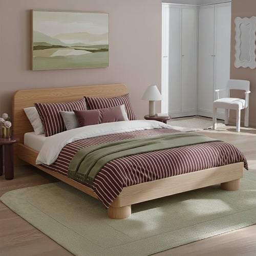 Peyton Oak Wood Queen Bed