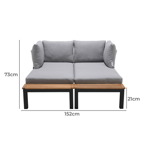 4 Seater Black Maui Outdoor Modular Lounge Set