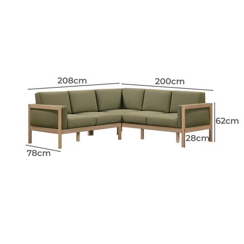 5 Seater Olive Green River Outdoor Modular Sofa Set