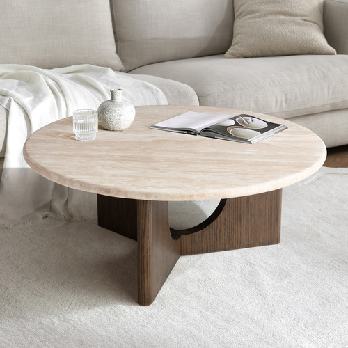 Annalisa Travertine Stone Coffee Table