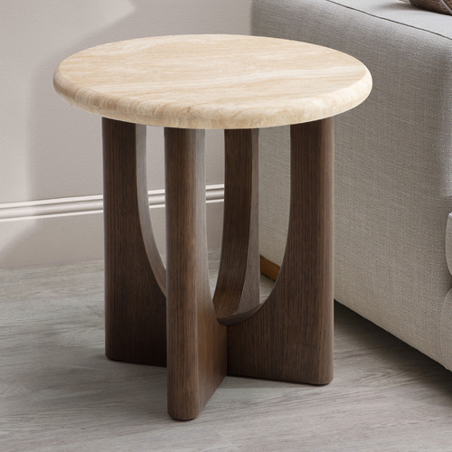Annalisa Travertine Stone Side Table