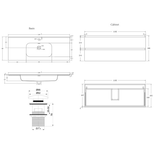 Havana 1200mm Wall Hung Single Vanity with Integrated Basin