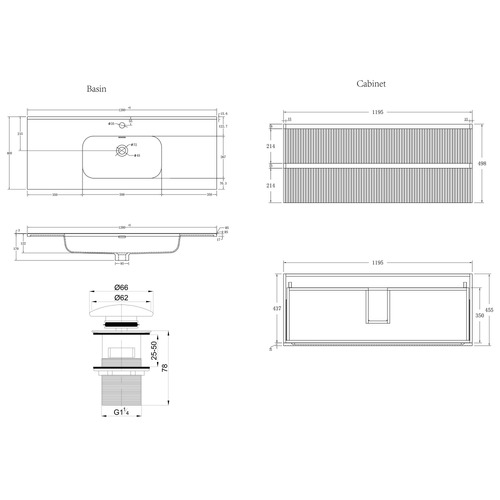 Panama 1200mm Wall Hung Single Vanity with Integrated Basin