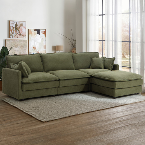 Coco 4 Seater Upholstered Modular Sofa & Ottoman Set