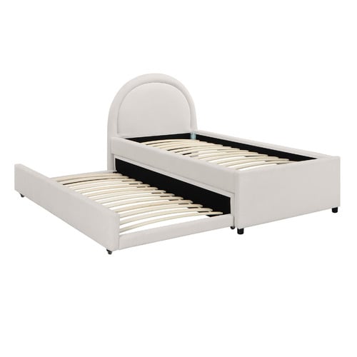 Archie Chenille Single Bed with Trundle