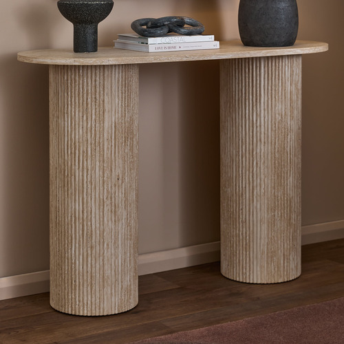 Tilly Travertine-Look Console Table