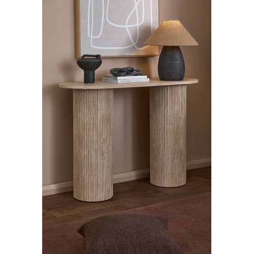 Tilly Travertine-Look Console Table