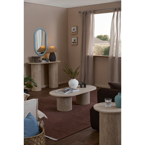 Tilly Travertine-Look Console Table