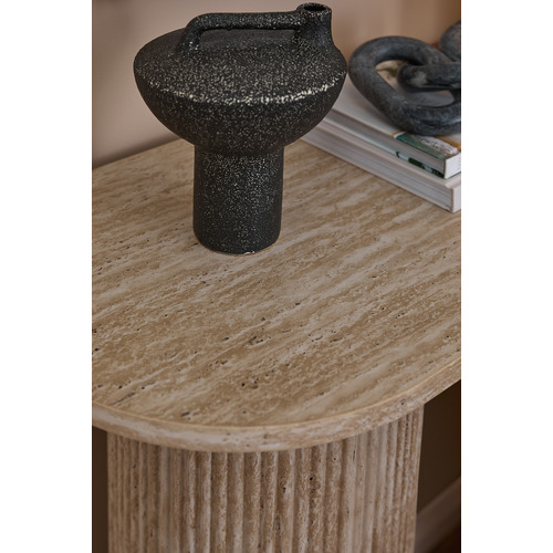 Tilly Travertine-Look Console Table
