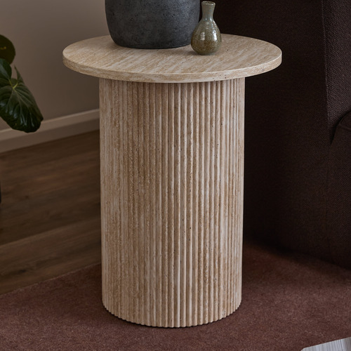 Temple & Webster Tilly Travertine-Look Side Table