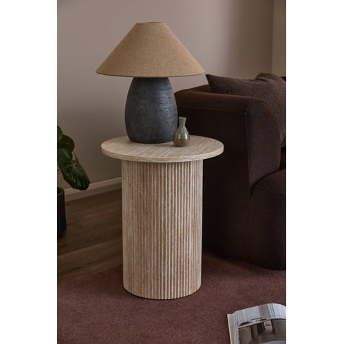 Tilly Travertine-Look Side Table
