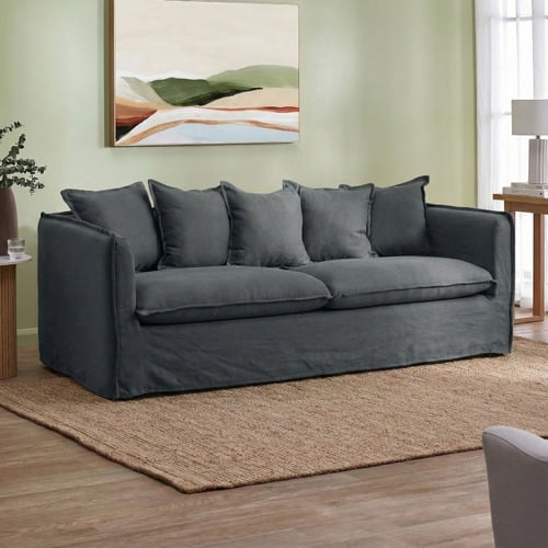 Charcoal Montauk 3 Seater Slipcover Sofa