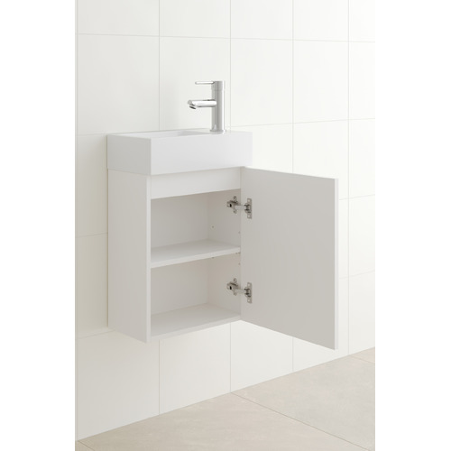 Dunes 400mm Matte White Wall Hung Small Space Single Vanity with Integrated Basin