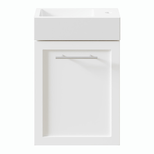 Dunes 400mm Matte White Wall Hung Small Space Single Vanity with Integrated Basin