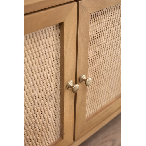 Alexandra Curved Mango Wood & Rattan TV Unit