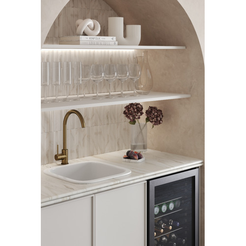 Clovelly Antique Brass Gooseneck Kitchen Sink Mixer