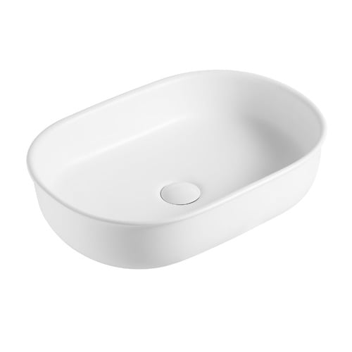 Cosmo 500cm Matte White Pill Ceramic Above Counter Basin