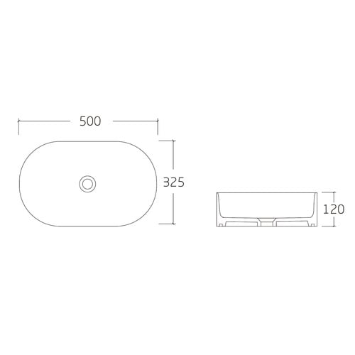 Kiora 500mm Pill Ceramic Above Counter Basin