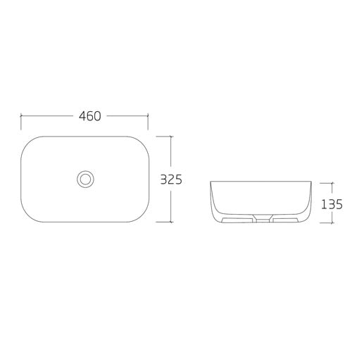 Sabina 460mm Rectangle Ceramic Above Counter Basin