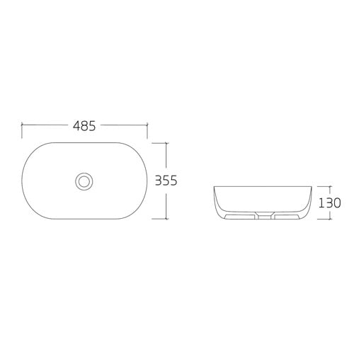 Sabina 480mm Oval Ceramic Above Counter Basin