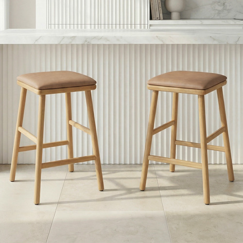 63cm Mason Solid Rubberwood Bar Stools