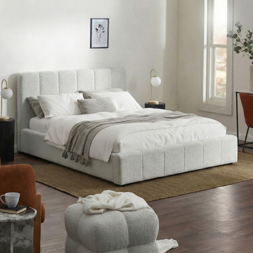 Natural Cora Boucle Bed