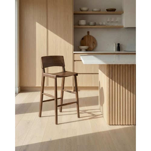65cm  Kobe High Back Ash Wood Barstool