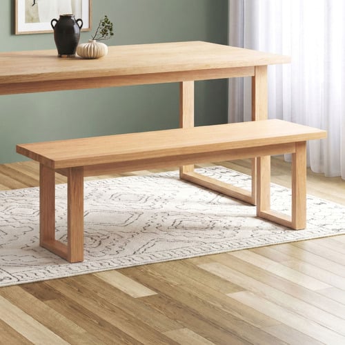 Ski-Leg Oak Wood Dining Bench