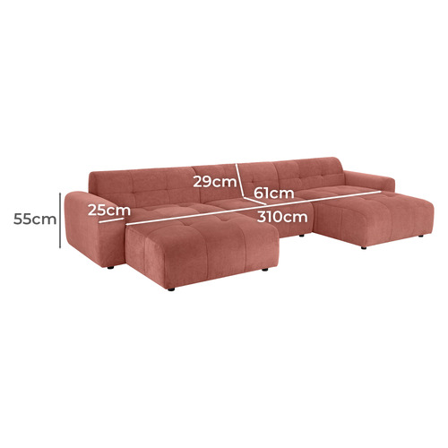 Quinn 5 Seater Chenille Modular Sofa with Double Chaise