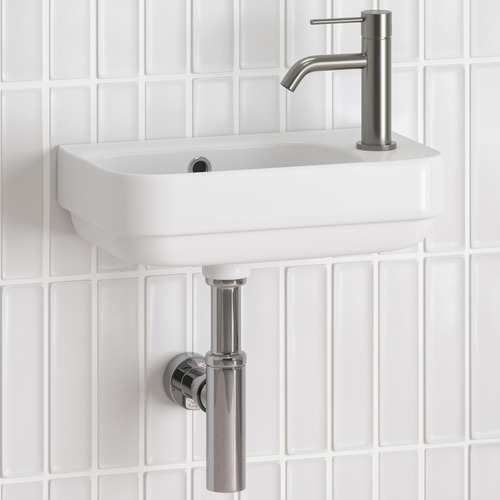 Sabina 450mm Gloss White Ceramic Wall Hung Basin with Overflow
