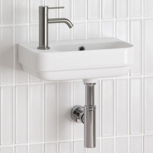 Sabina 450mm Gloss White Ceramic Wall Hung Basin with Overflow