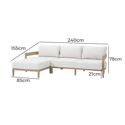 3 Seater Venice Outdoor Modular Sofa with Left Chaise