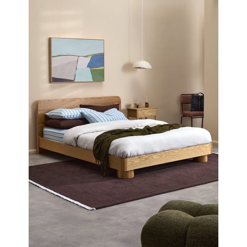 Peyton Oak Wood Queen Bed