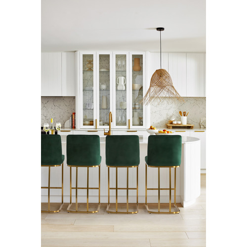 Green 65cm Ottie Velvet Bar Stool
