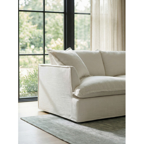 Cream Softy Premium 3 Seater Slipcover Sofa with Chaise