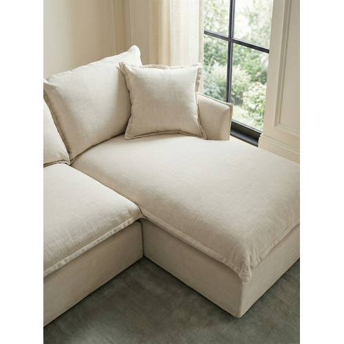 Cream Softy Premium 3 Seater Slipcover Sofa with Chaise