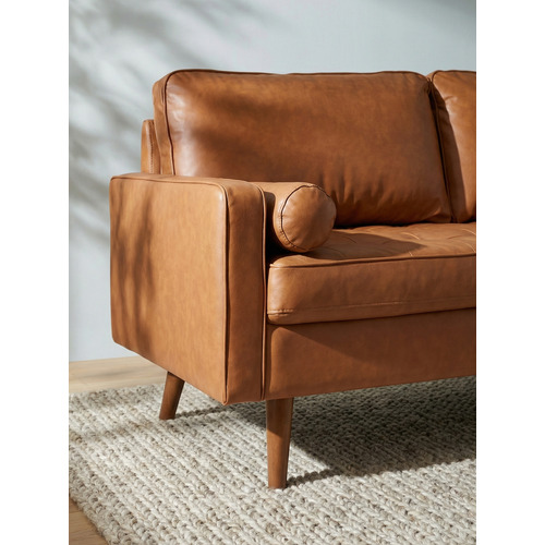 Tan Stockholm Faux Leather Sofa