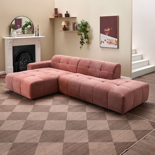 Quinn 4 Seater Upholstered Sofa with Open-End Chaise