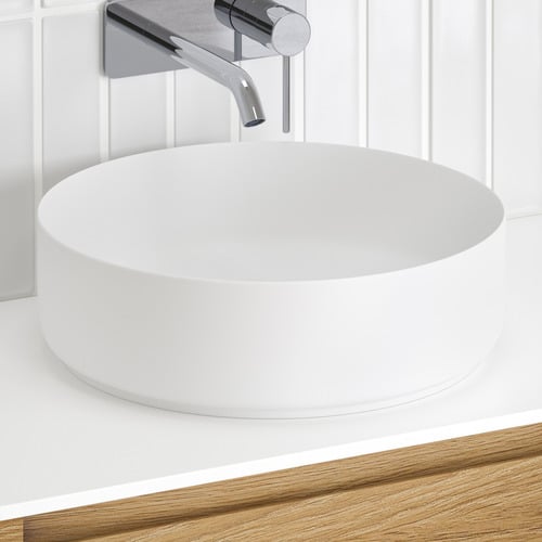 Sabina 400mm White Round Ceramic Above Counter Basin