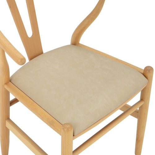 Hans Wegner Wishbone Replica Upholstered Dining Chairs