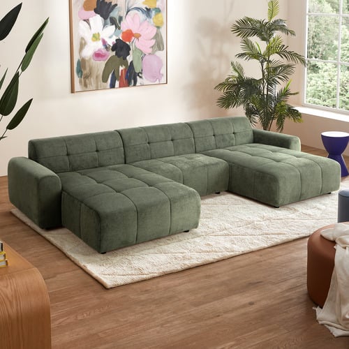 Quinn 5 Seater Chenille Modular Sofa with Double Chaise