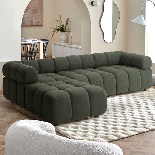 Levi 4 Seater Boucle Modular Sofa & Ottoman Set